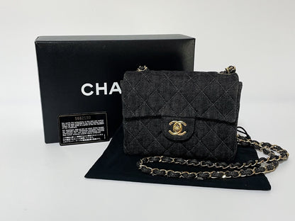 CHANEL Mini Matelasse Denim Lambskin Shoulder Bag with Seal