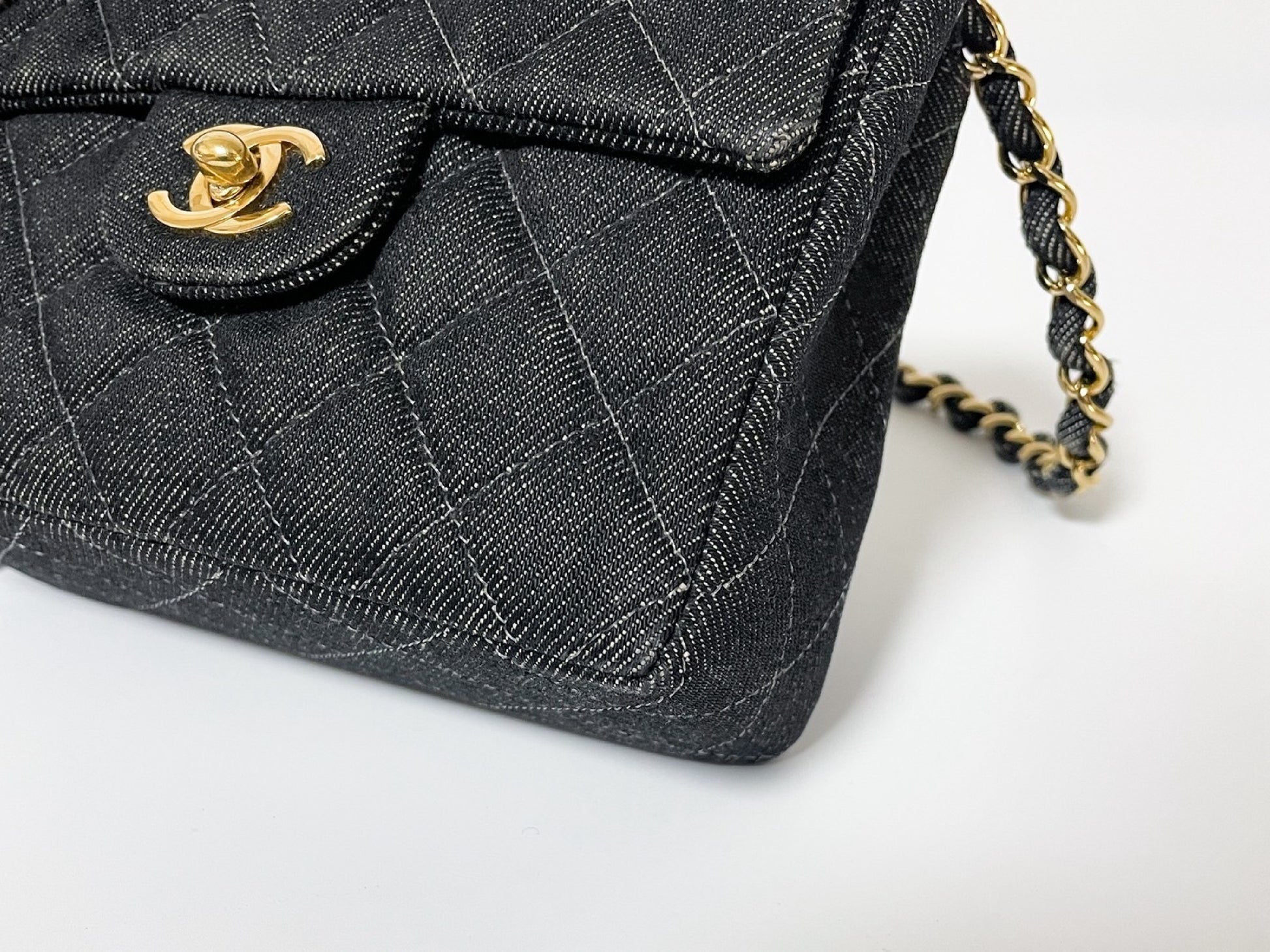 CHANEL Mini Matelasse Denim Lambskin Shoulder Bag with Seal