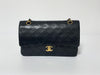 CHANEL Double Flap Matelasse Black Lambskin Shoulder Bag with Seal