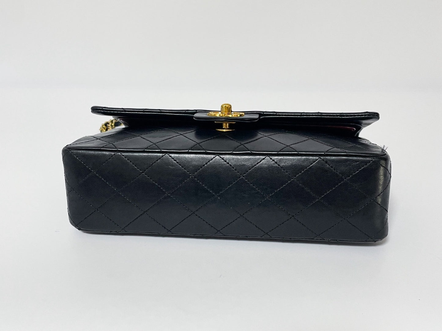 CHANEL Double Flap Matelasse Black Lambskin Shoulder Bag with Seal