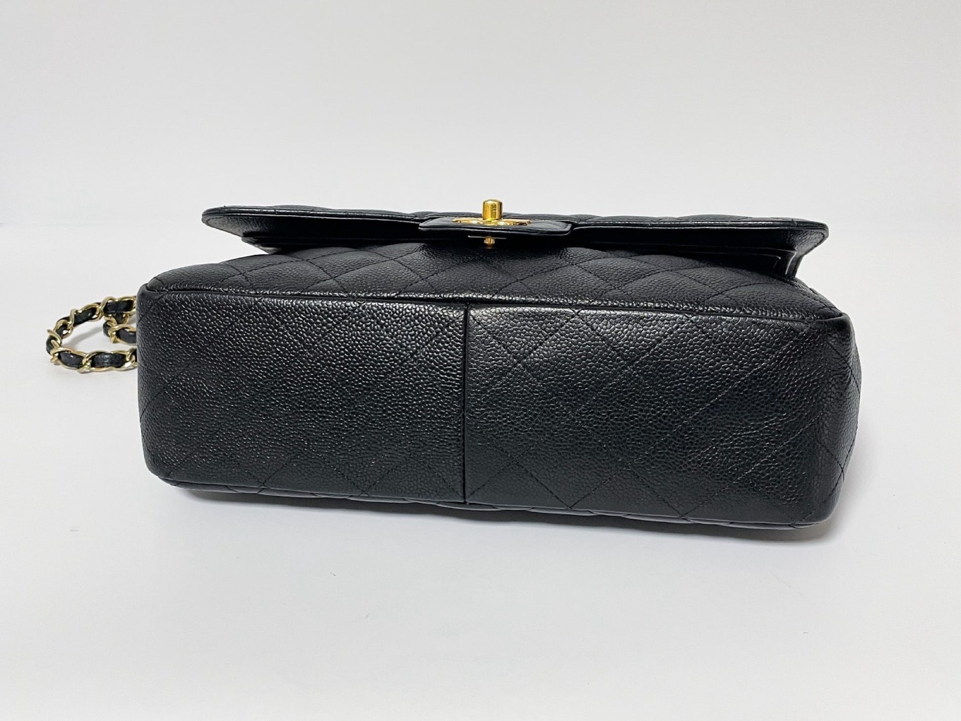 CHANEL Deca Matelasse 30 Caviar Leather Black with Gold Hardware Shoulder Bag
