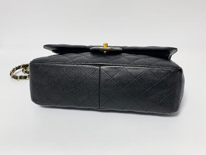 CHANEL Deca Matelasse 30 Caviar Leather Black with Gold Hardware Shoulder Bag