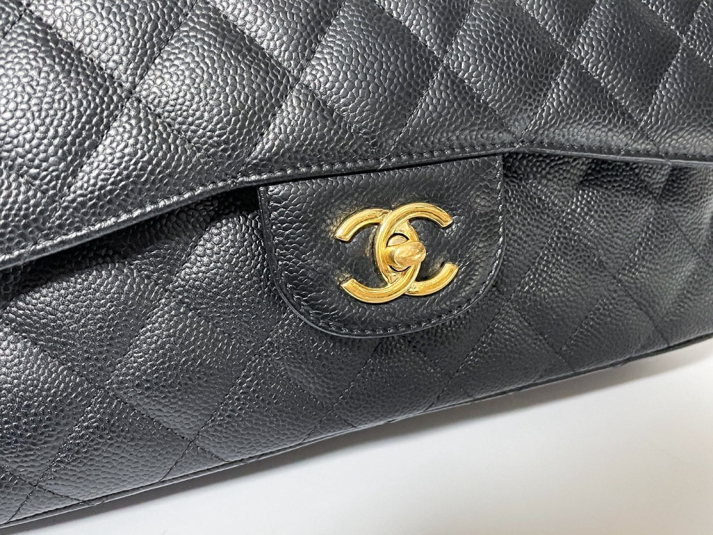 CHANEL Deca Matelasse 30 Caviar Leather Black with Gold Hardware Shoulder Bag