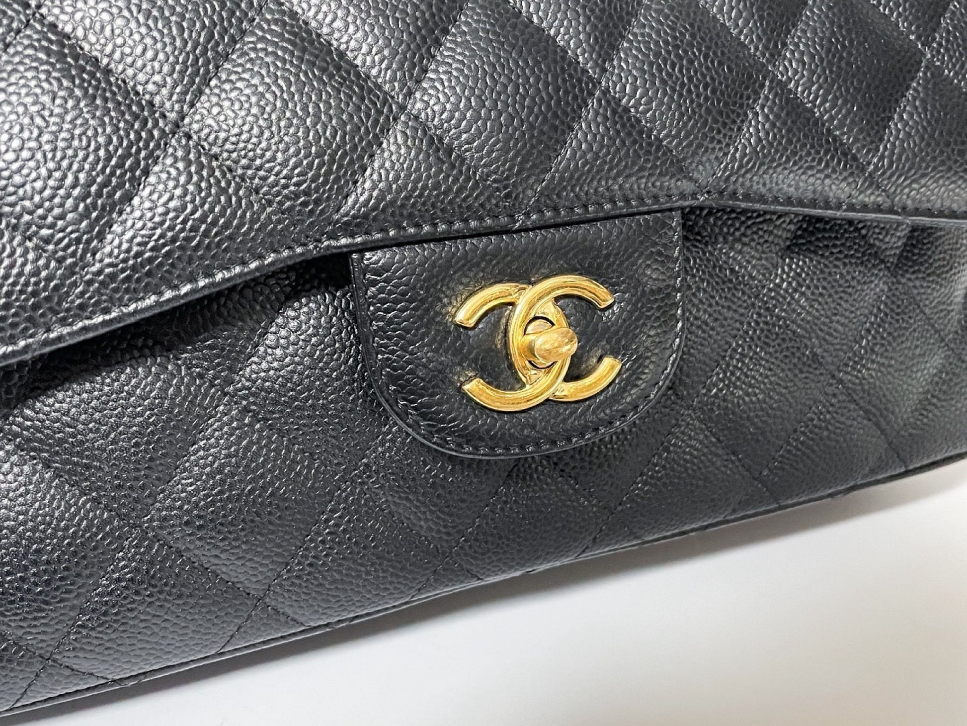CHANEL Deca Matelasse 30 Caviar Leather Black with Gold Hardware Shoulder Bag