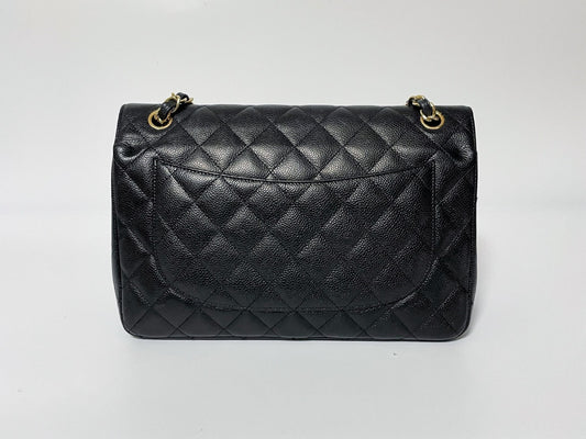 CHANEL Deca Matelasse 30 Caviar Leather Black with Gold Hardware Shoulder Bag