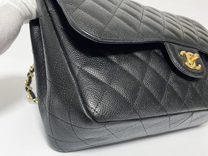 CHANEL Deca Matelasse 30 Caviar Leather Black with Gold Hardware Shoulder Bag