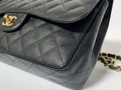 CHANEL Deca Matelasse 30 Caviar Leather Black with Gold Hardware Shoulder Bag