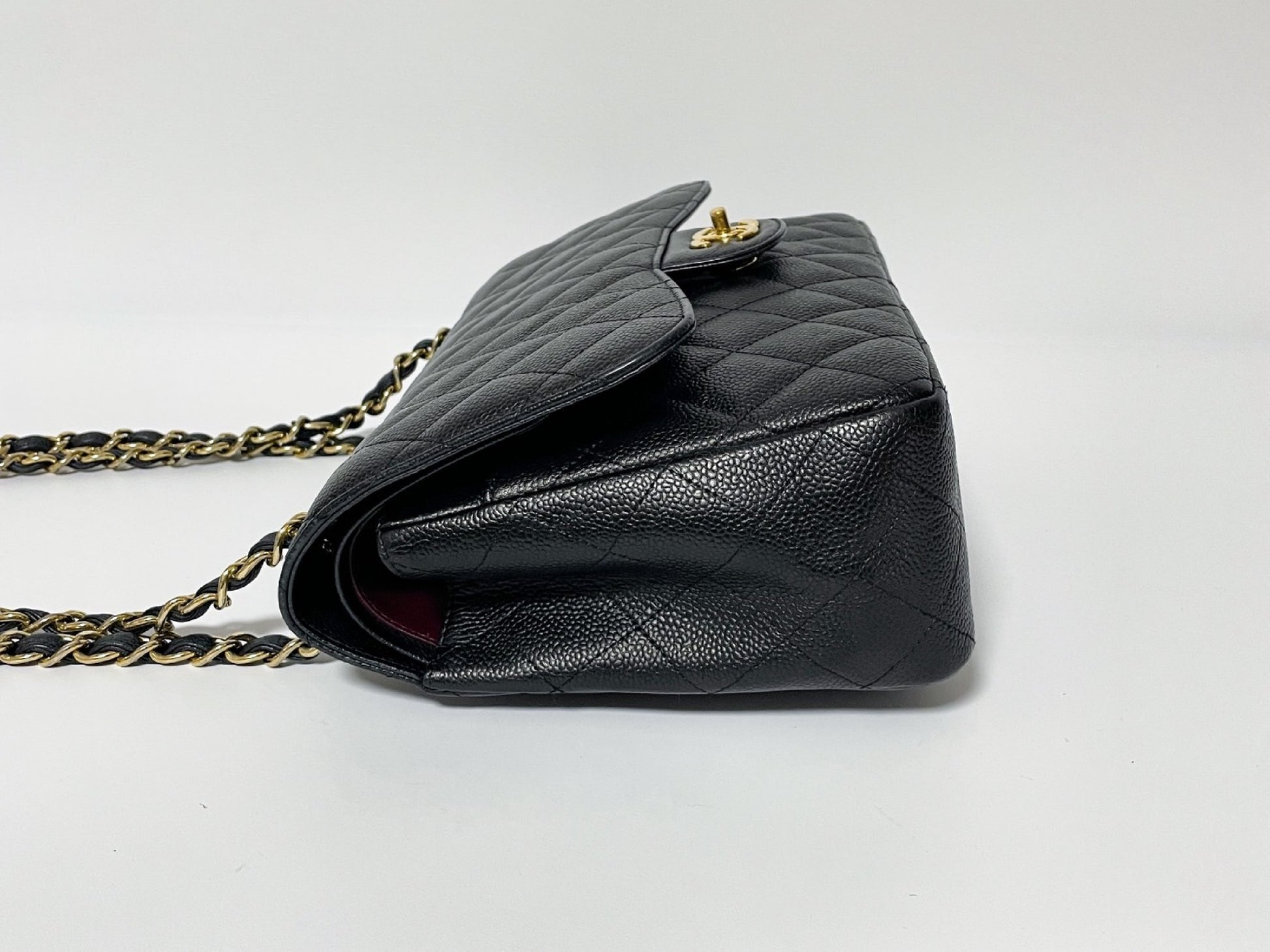 CHANEL Deca Matelasse 30 Caviar Leather Black with Gold Hardware Shoulder Bag