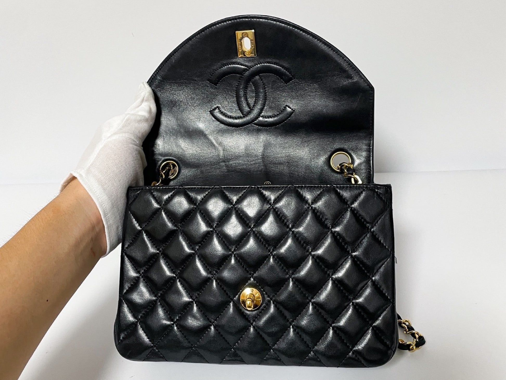 CHANEL Half Moon Matelasse Lambskin Shoulder Bag with Seal