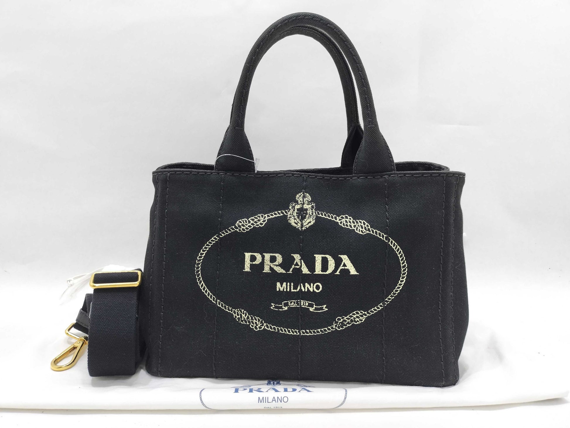 PRADA Canapa 2-way bag, black handbag