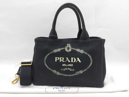 PRADA Canapa 2-way bag, black handbag