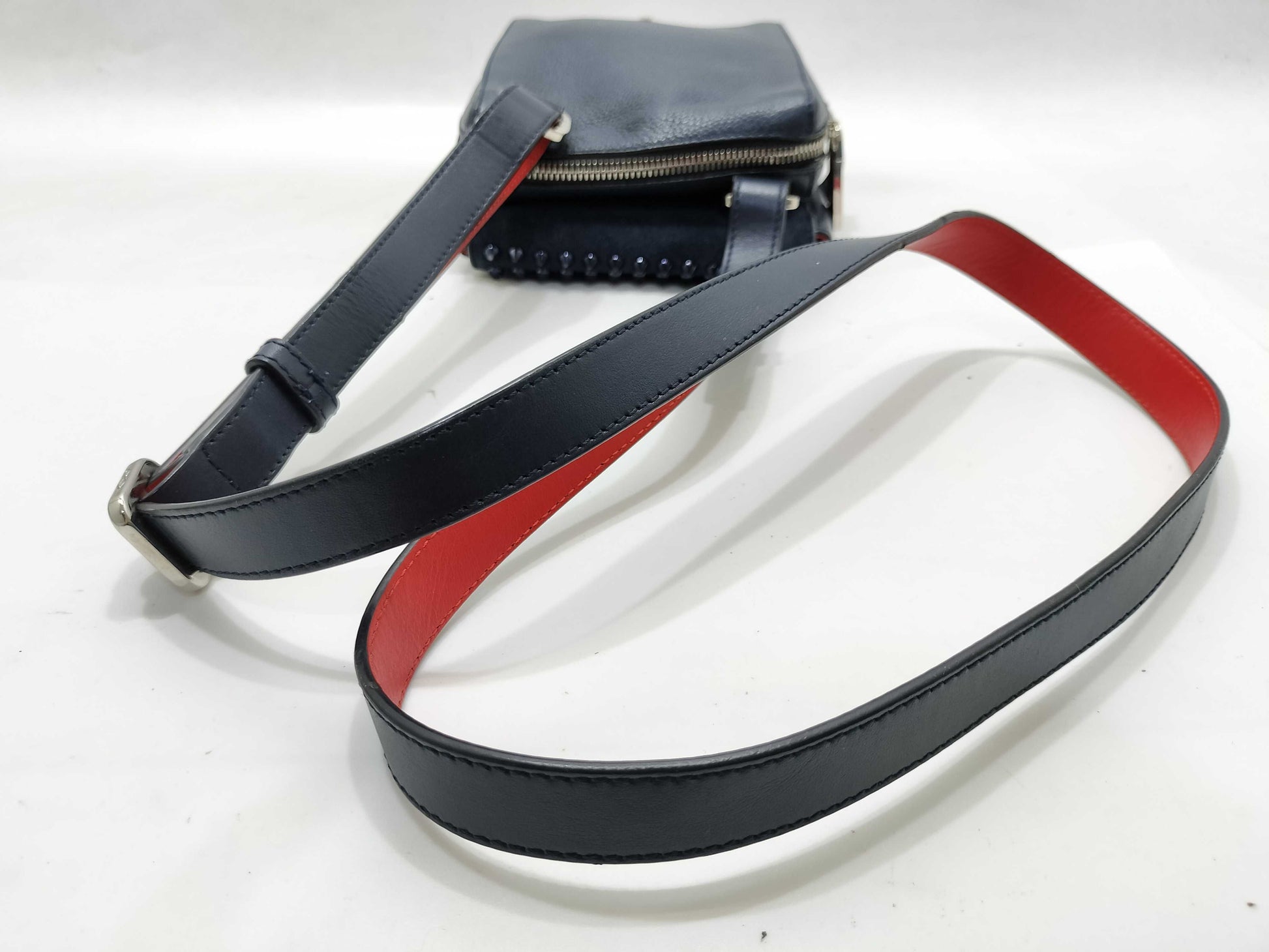 Christian Louboutin Bench Reporter Shoulder Bag, Studded Leather, Navy