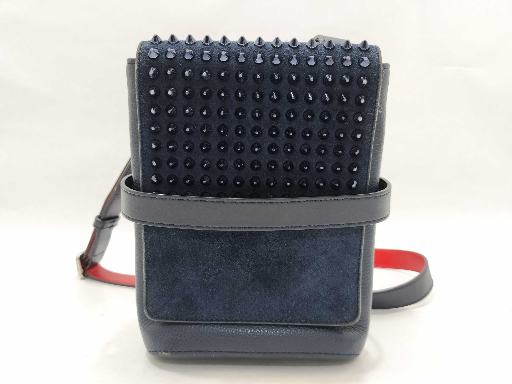 Christian Louboutin Bench Reporter Shoulder Bag, Studded Leather, Navy