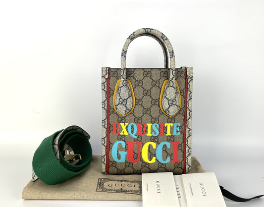 GUCCI GG Supreme PVC and Leather 2-Way Shoulder Bag, Multicolor, 699406