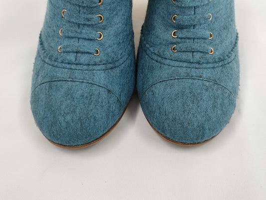 CHANEL CHANEL Women's Shoes Heels Size 38 Blue Gold Color with Dust Bag Other Shoes