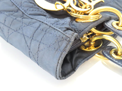Christian Dior Lady Dior Nylon Handbag Navy
