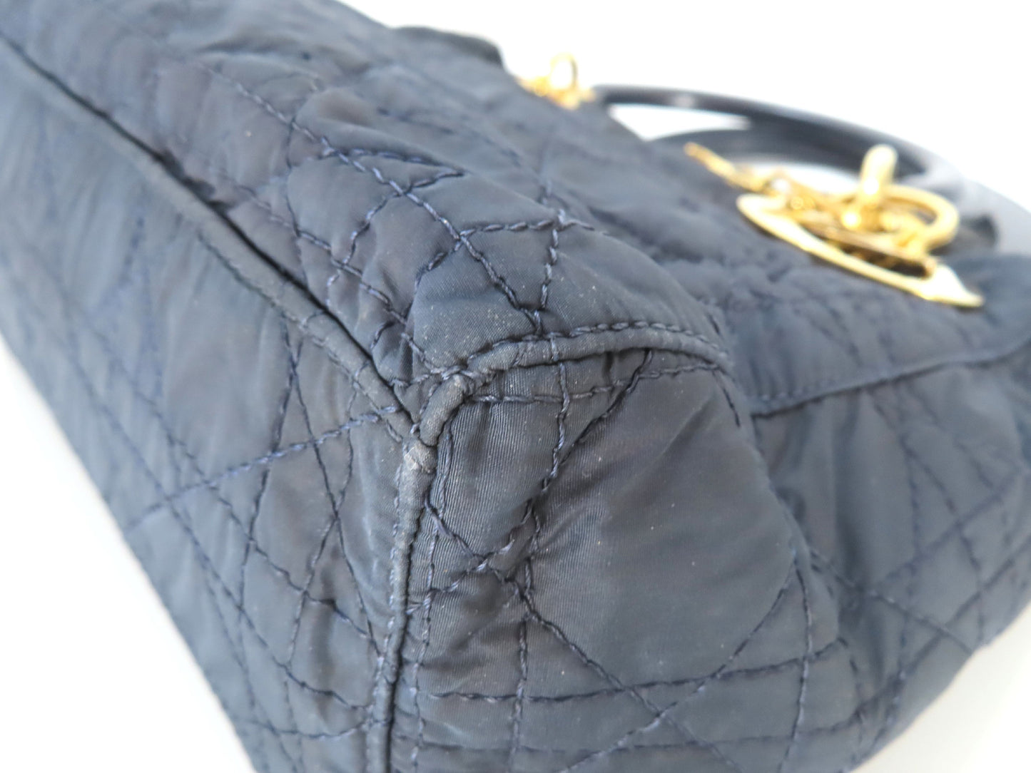 Christian Dior Lady Dior Nylon Handbag Navy