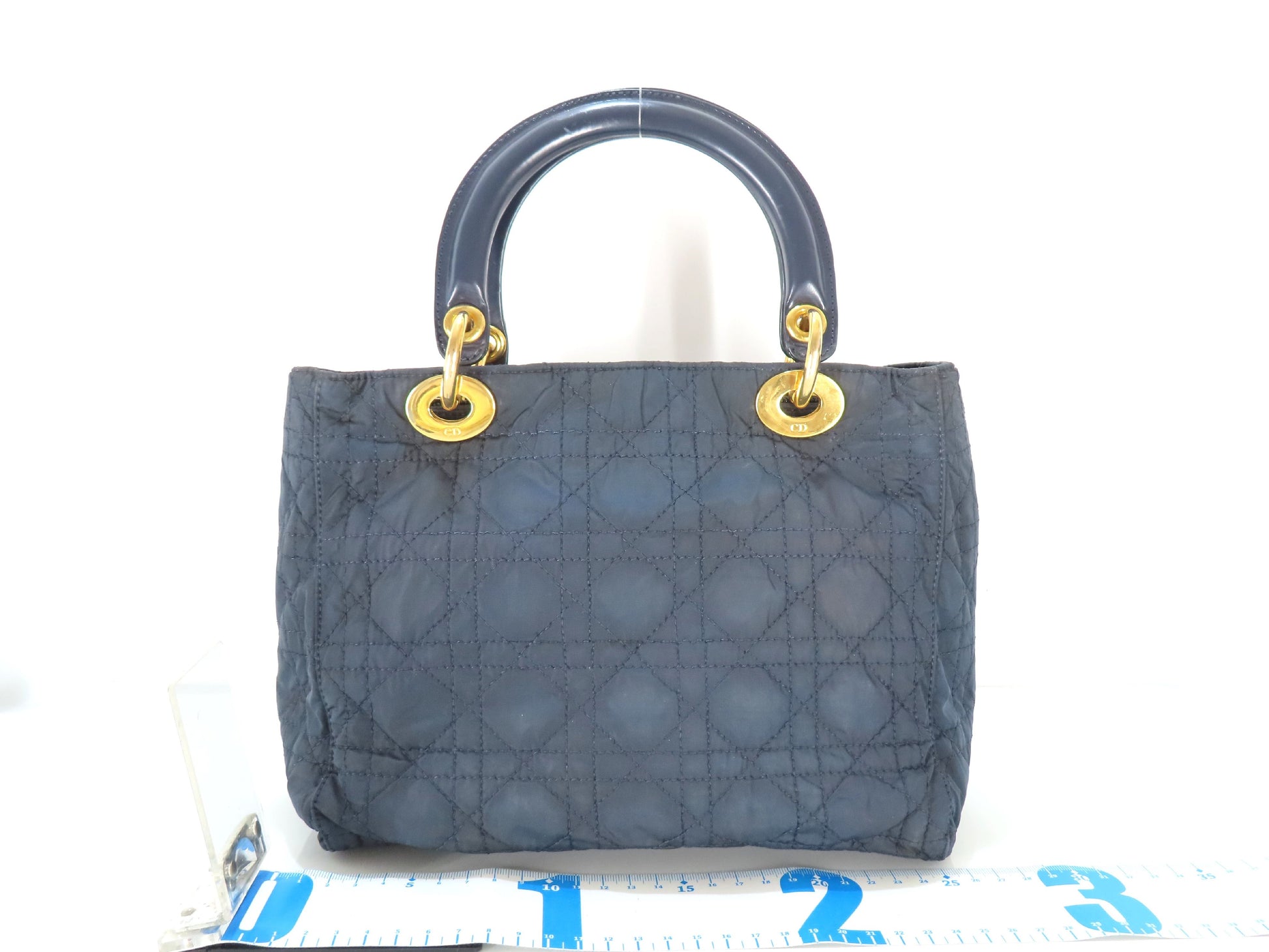 Christian Dior Lady Dior Nylon Handbag Navy
