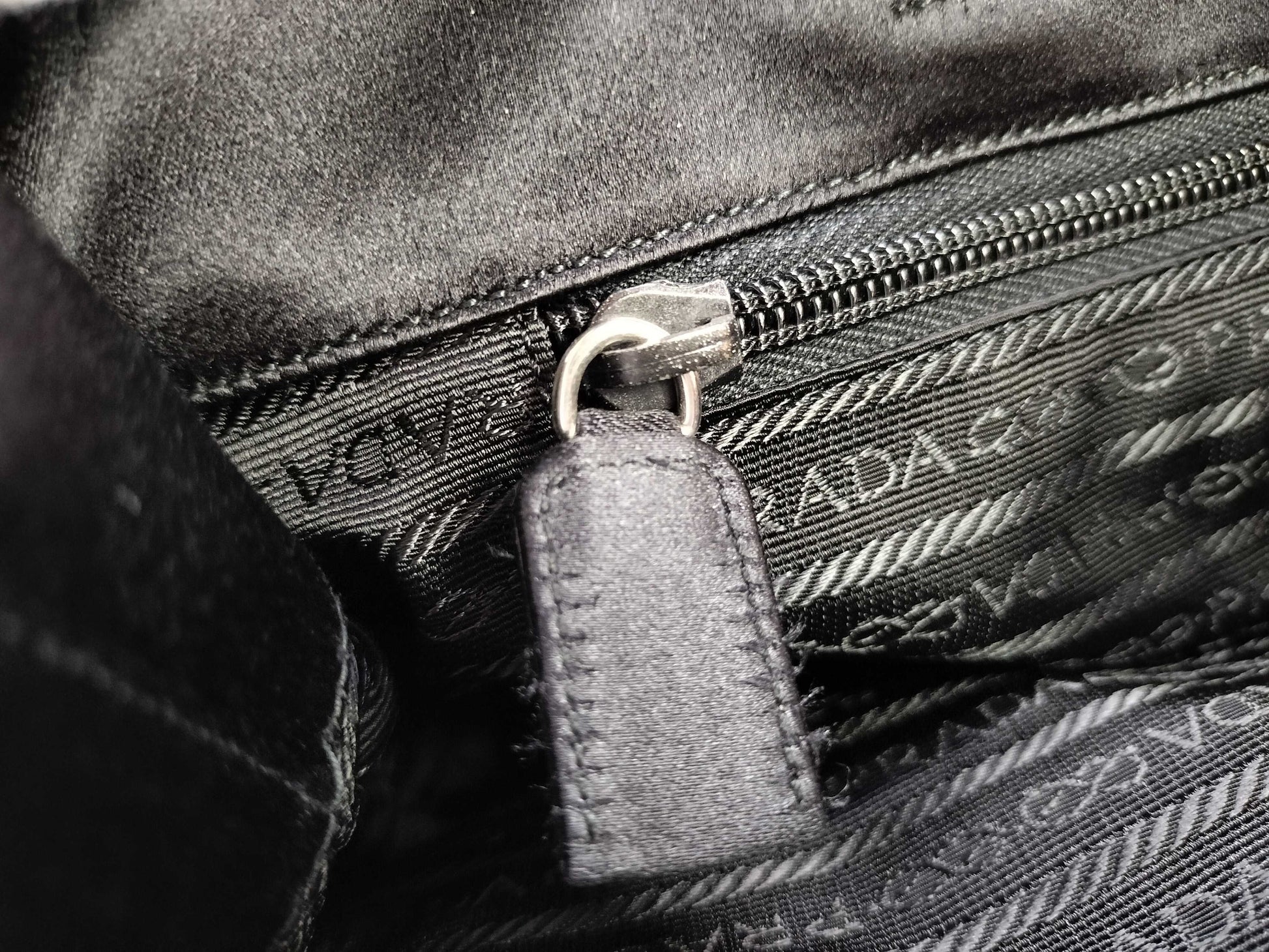 PRADA Nylon Prada Handbag Satin Triangle Logo Handbag