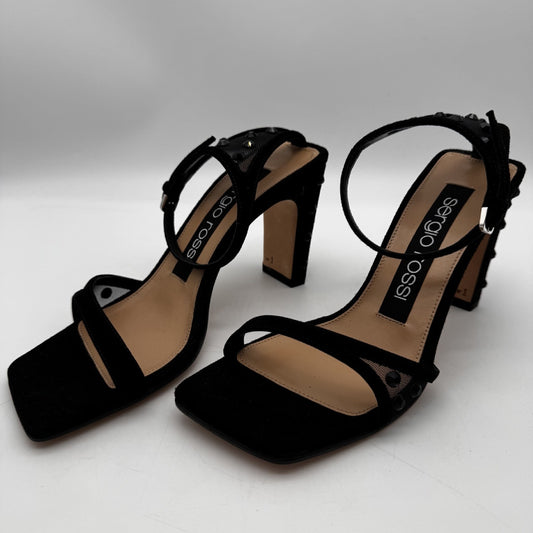 Sergio Rossi Black Polka Dot Mules, Size 36, Box and Bag Included