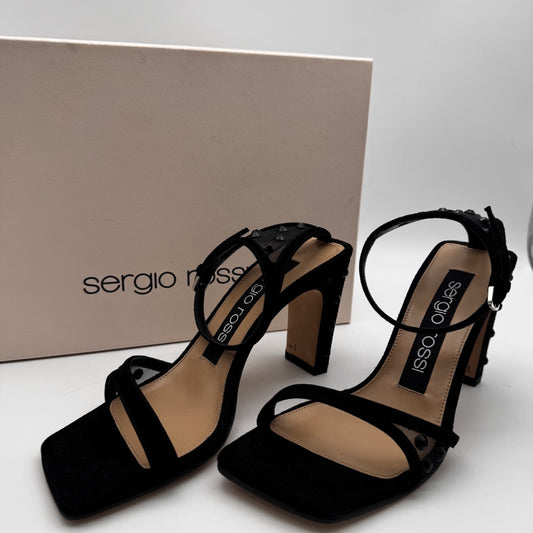 Sergio Rossi Black Polka Dot Mules, Size 36, Box and Bag Included