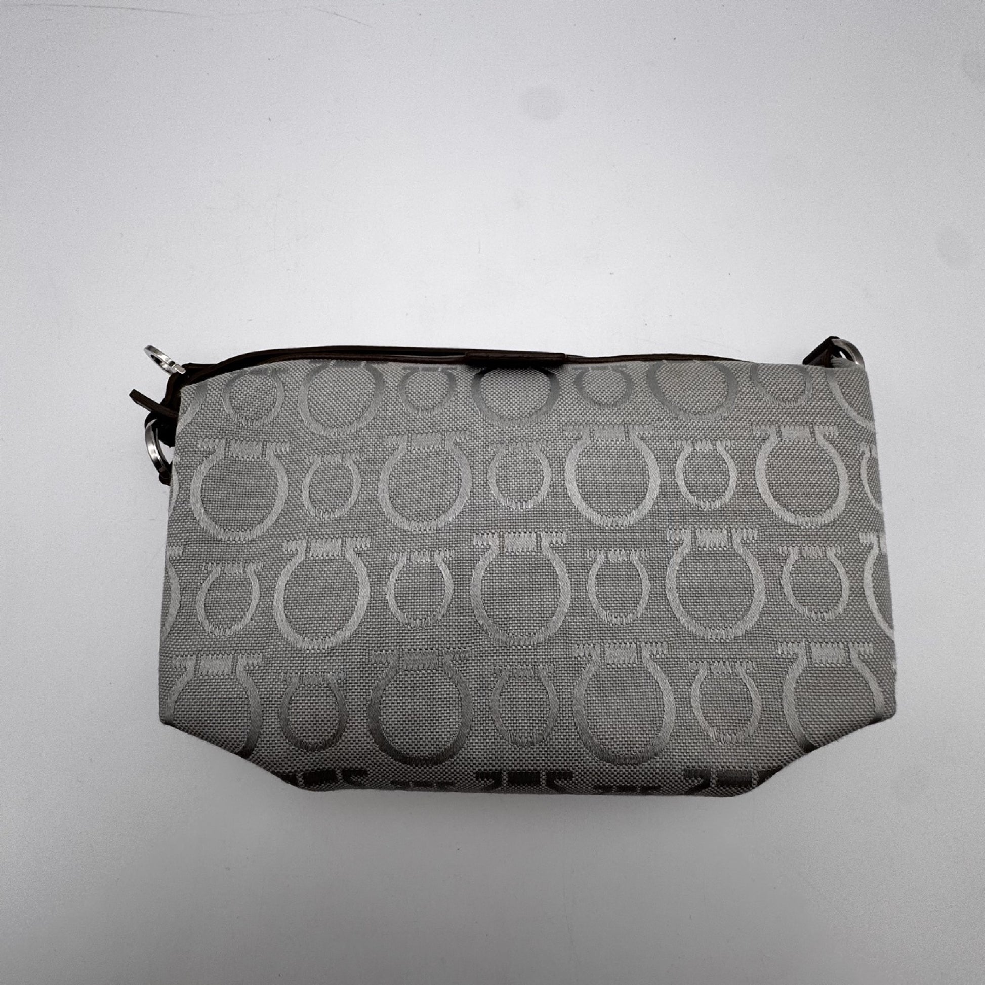 Salvatore Ferragamo gray Gancini handbag with box