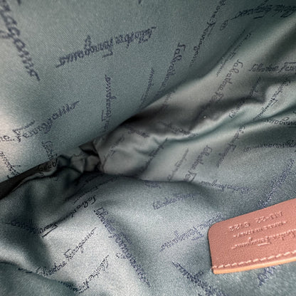 Salvatore Ferragamo gray Gancini handbag with box