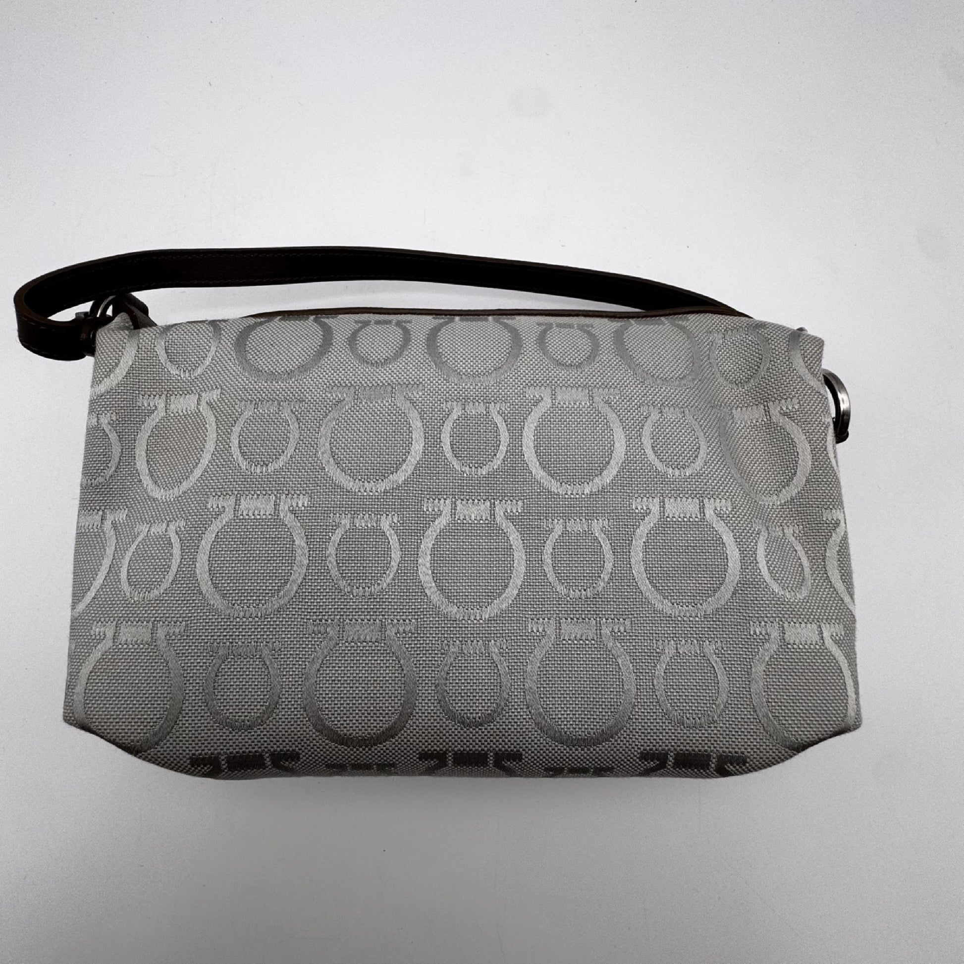 Salvatore Ferragamo gray Gancini handbag with box