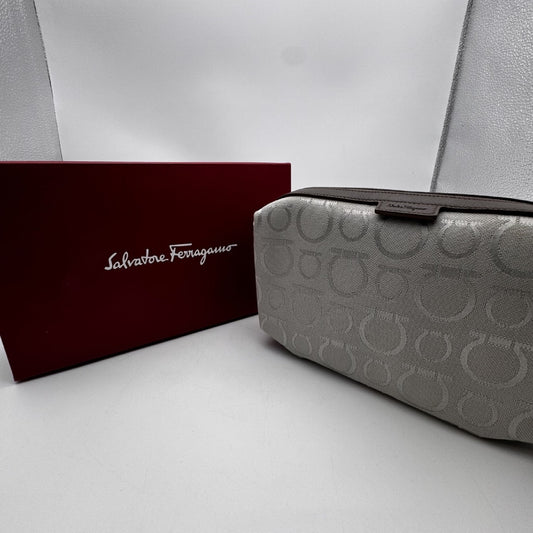 Salvatore Ferragamo gray Gancini handbag with box
