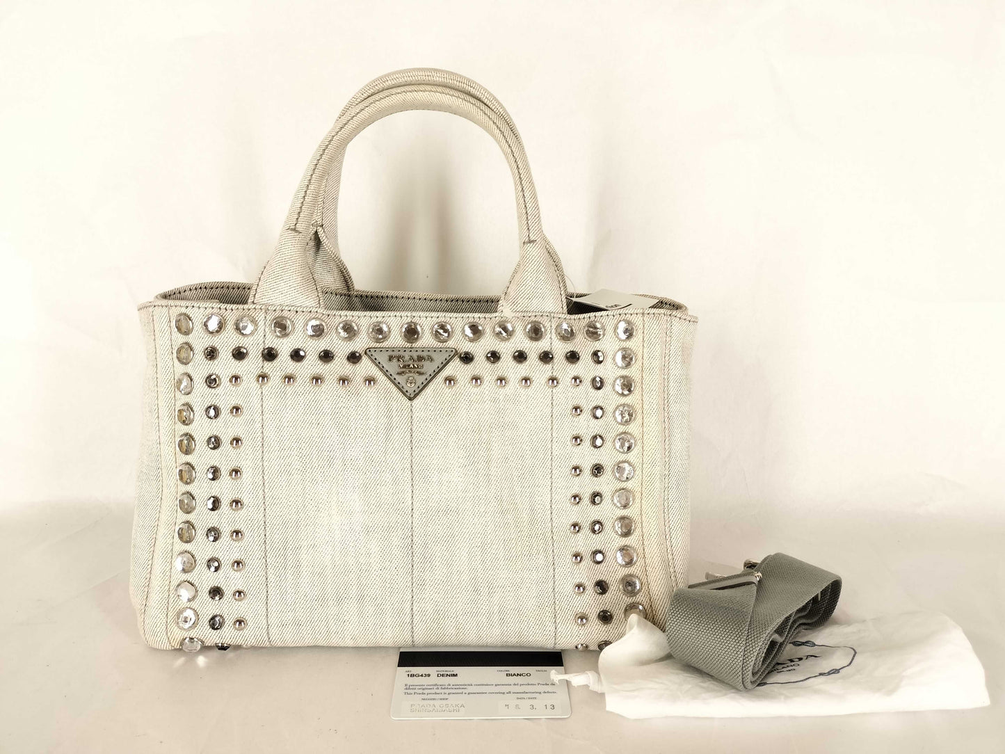 PRADA Prada Canapa Mini Jeweled 2-Way Handbag Shoulder Bag Handbag