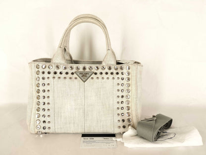 PRADA Prada Canapa Mini Jeweled 2-Way Handbag Shoulder Bag Handbag