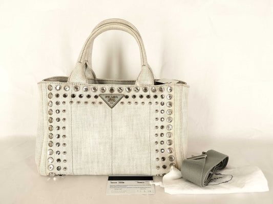 PRADA Prada Canapa Mini Jeweled 2-Way Handbag Shoulder Bag Handbag