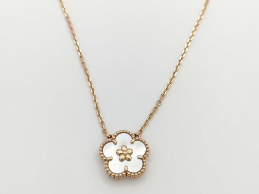Van Cleef & Arpels Lucky Spring Mother of Pearl Necklace in PG and Au750, 5.3g 