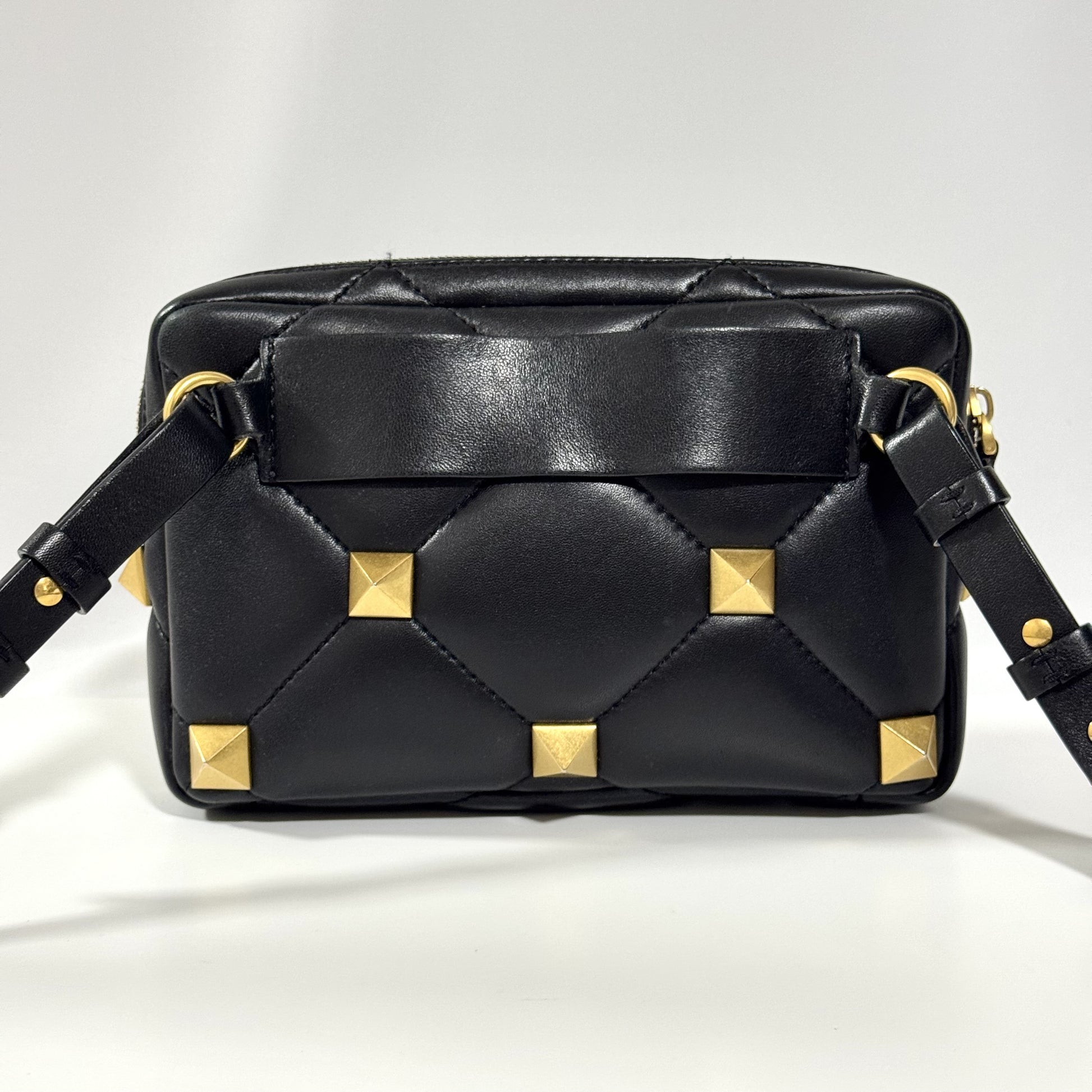 VALENTINO Roman Studs Nappa Leather Crossbody Bag, Men's, W23cm x H15cm x D4cm x Shoulder Strap 97cm