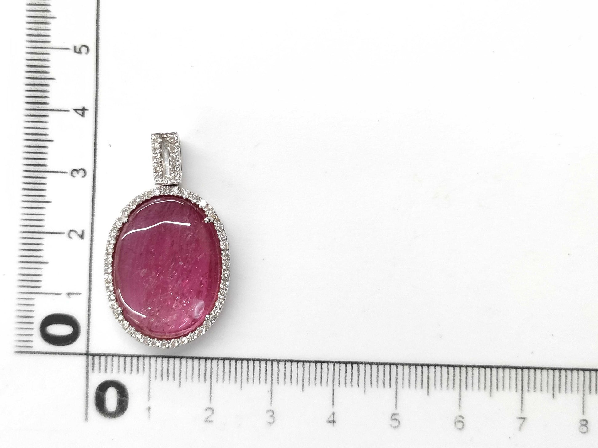 Pink tourmaline 19.40ct D0.45ct K18WG 9.1g pendant top 