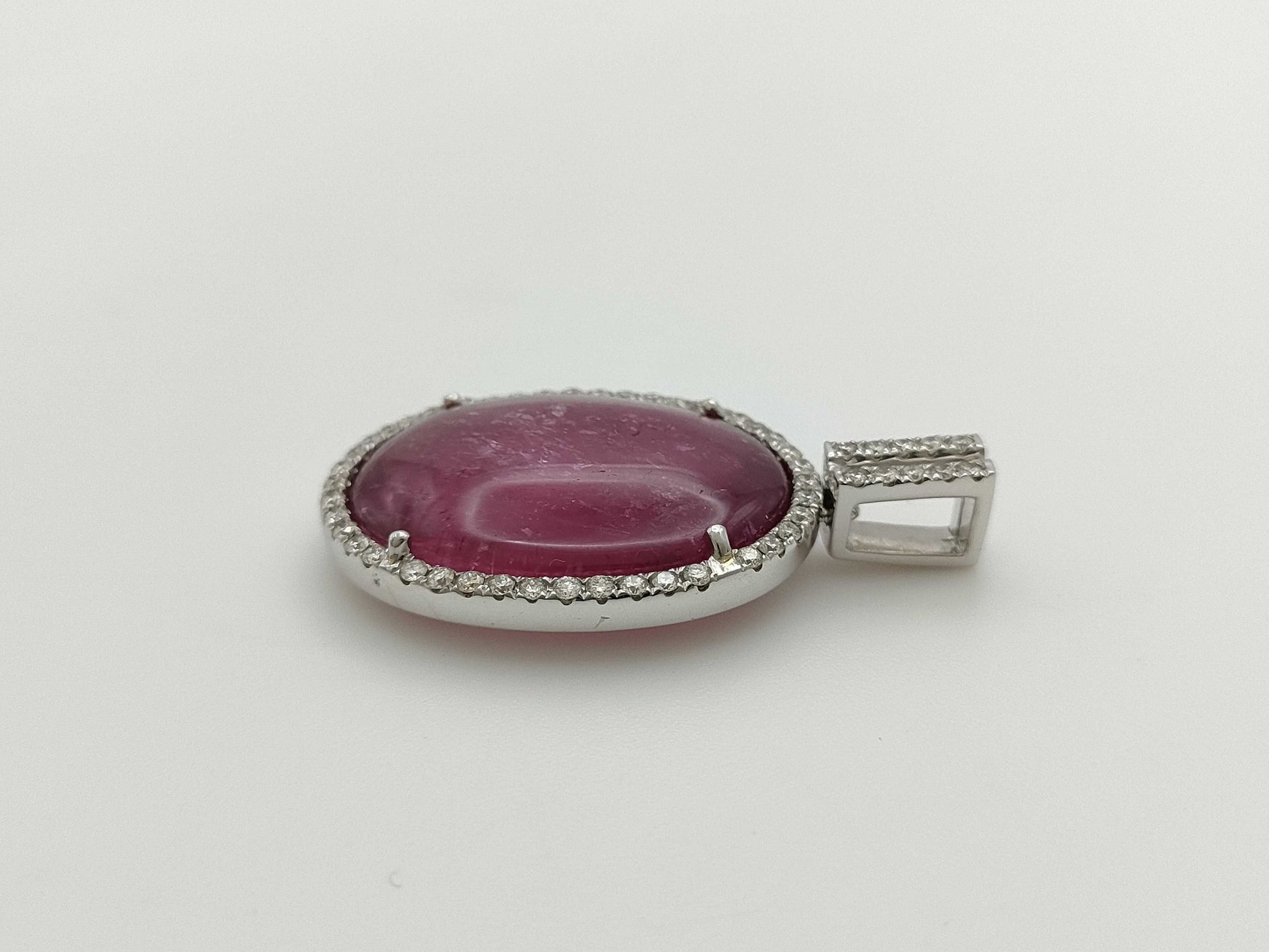 Pink tourmaline 19.40ct D0.45ct K18WG 9.1g pendant top 