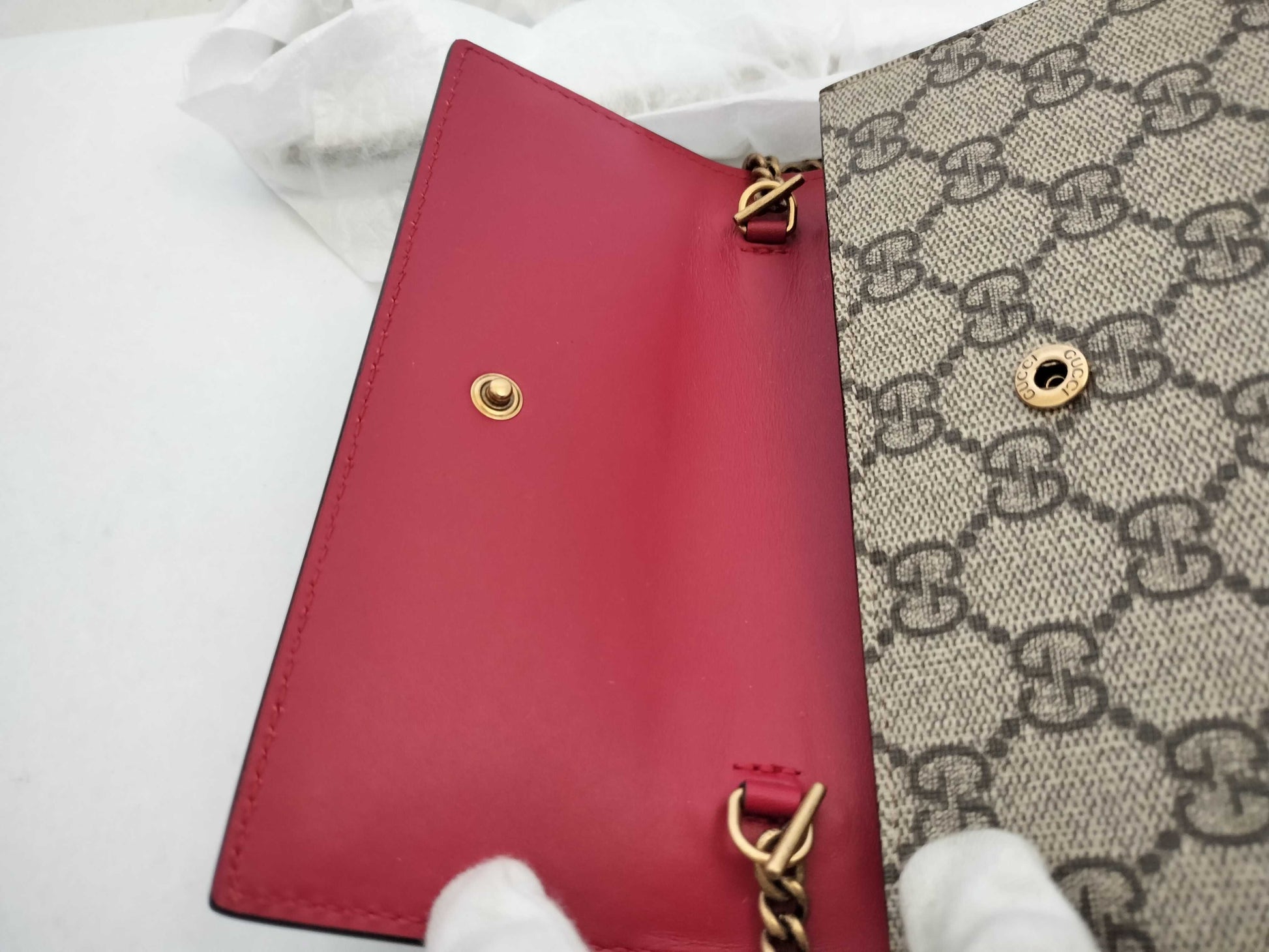 GUCCI Unused Chain Shoulder Bag with Cherry Pattern