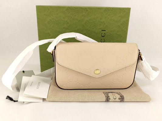 GUCCI GG Unused Shoulder Bag GG Leather Shoulder Bag
