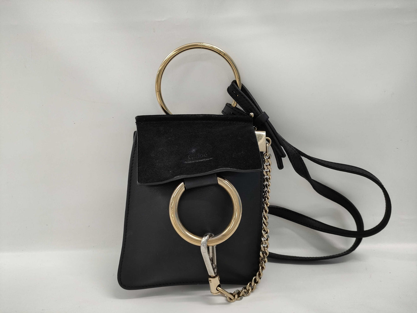 Chloe Faye Black Leather Shoulder Bag