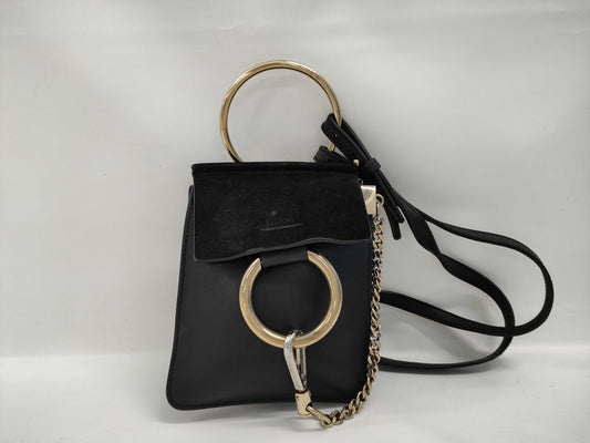 Chloe Faye Black Leather Shoulder Bag