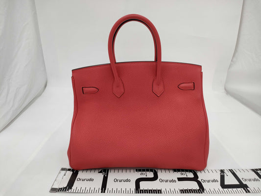 HERMES Birkin 35 Handbag Leather □R Red Handbag