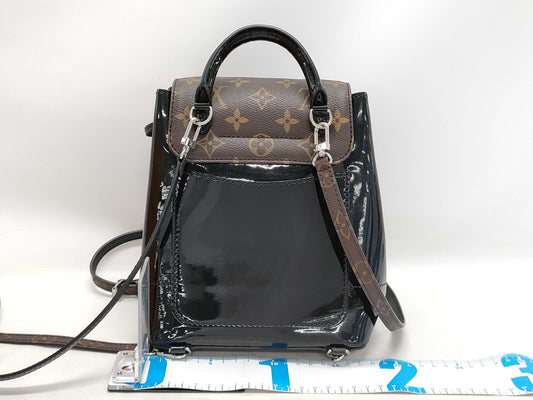 LOUIS VUITTON Vernis x Monogram Hot Springs M55769 SR0280 Black x Brown RFID Enabled Backpack