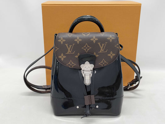 LOUIS VUITTON Vernis x Monogram Hot Springs M55769 SR0280 Black x Brown RFID Enabled Backpack