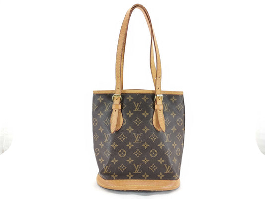 LOUIS VUITTON RFID Unverified VI0060 Monogram Louis Vuitton Monogram Bucket PM M42238 Tote Bag
