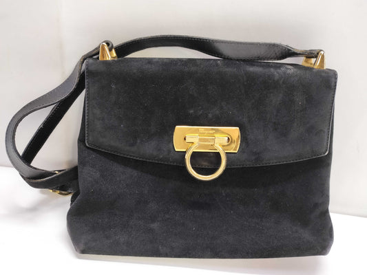 Salvatore Ferragamo Gancini Ferragamo Suede Shoulder Bag