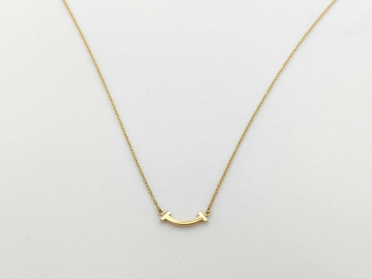 Tiffany & Co. T Smile Mini YG Au750 2.3g Necklace 