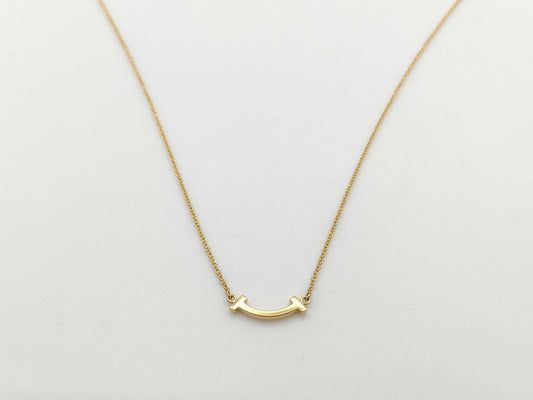 Tiffany & Co. T Smile Mini YG Au750 2.3g Necklace 