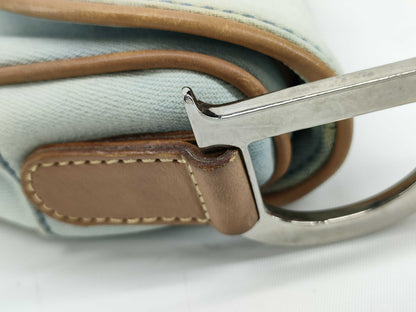 Dior DIOR Christian Dior Saddle Bag Handbag Denim x Leather Shoulder Bag