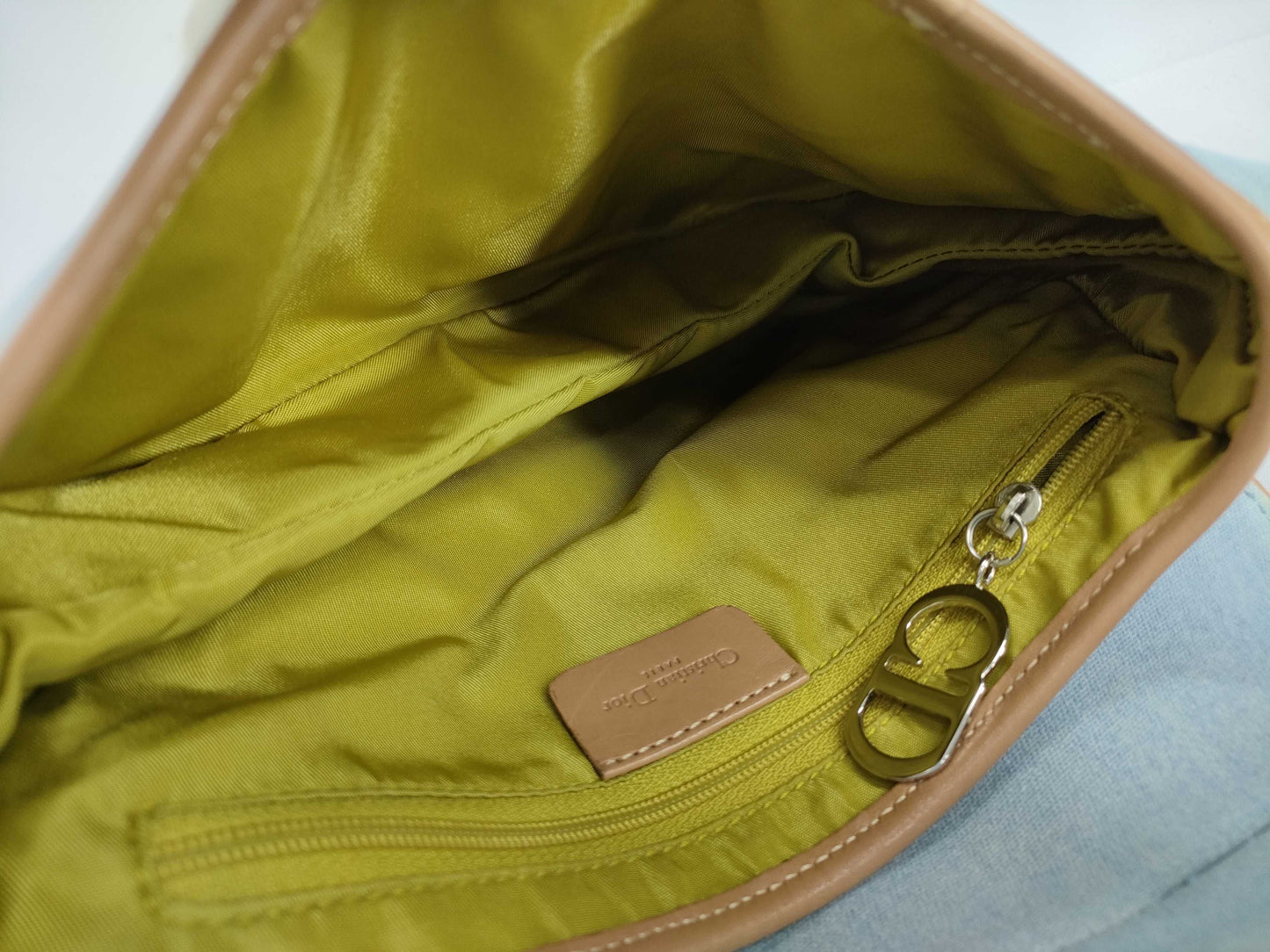 Dior DIOR Christian Dior Saddle Bag Handbag Denim x Leather Shoulder Bag