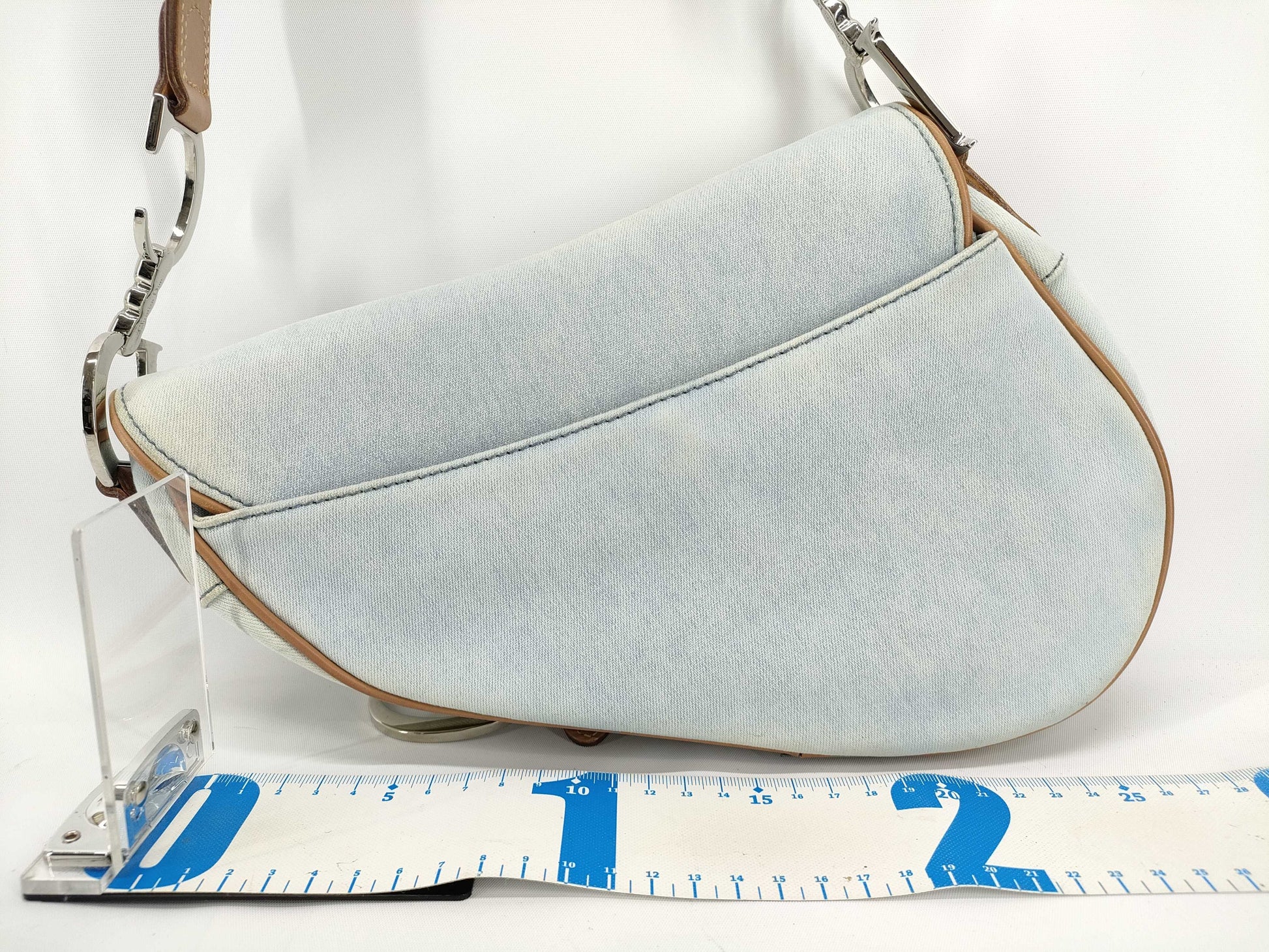 Dior DIOR Christian Dior Saddle Bag Handbag Denim x Leather Shoulder Bag